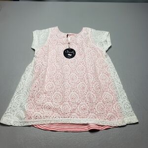 New poof girls pink and white lace summer top big girls size small